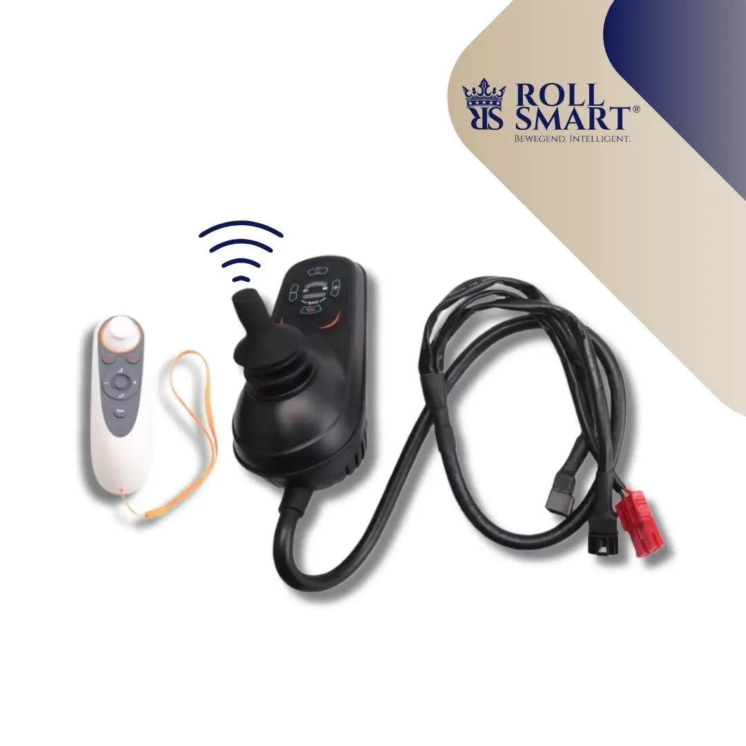Schwarzes roll smart classic und basic serie bedienteil mit joystick controller inklusive fernbedienung