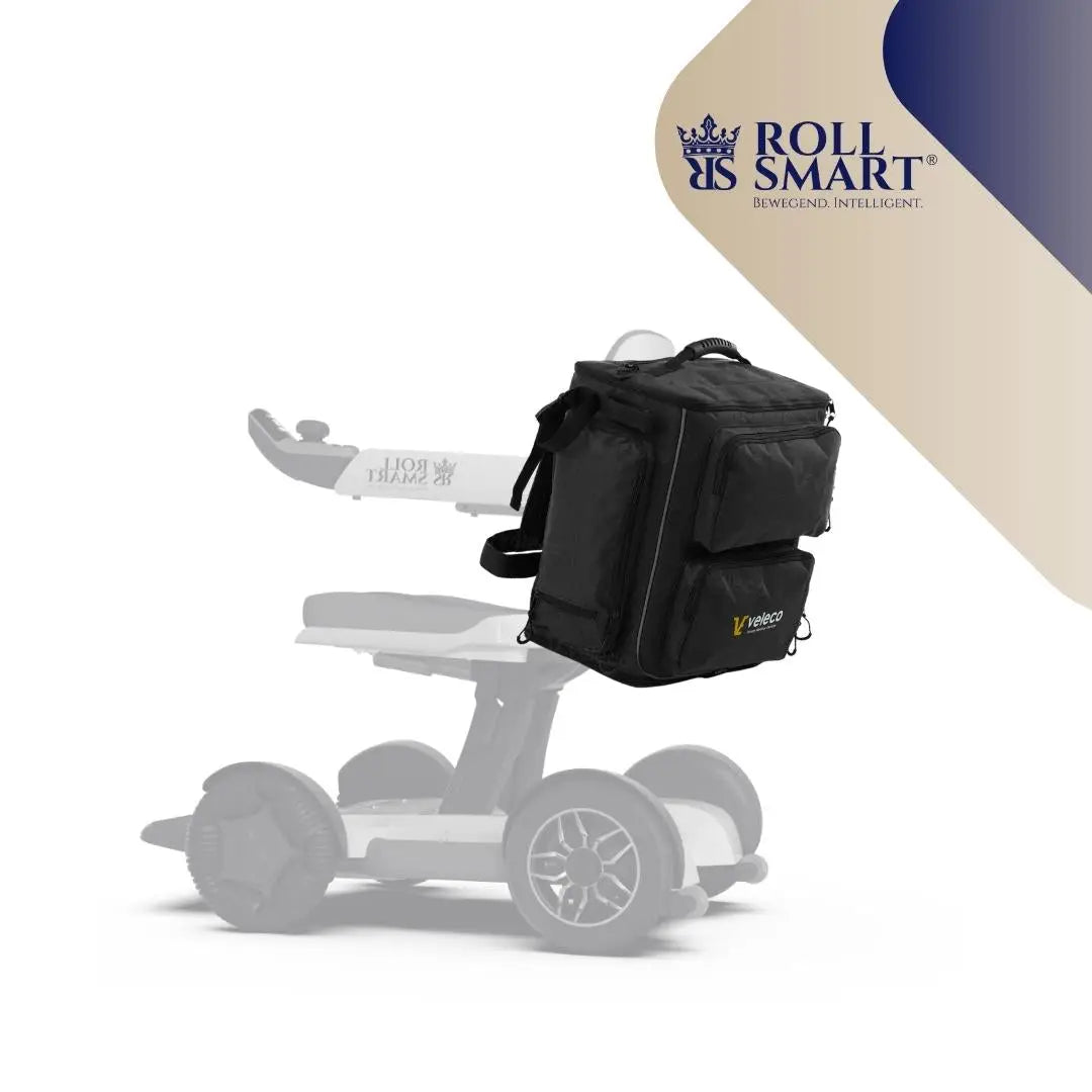Schwarzer veleco roll smart reise rucksack mit fronttasche und seitlichen riemen ideal für abenteuer und reisetasche