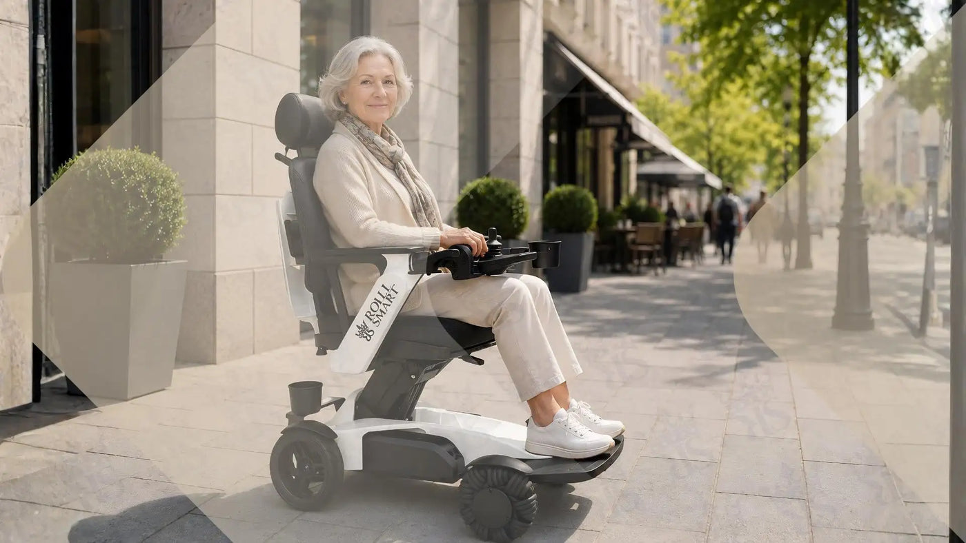 Weißer und schwarzer Mobilitätsroller mit schlankem modernem Design