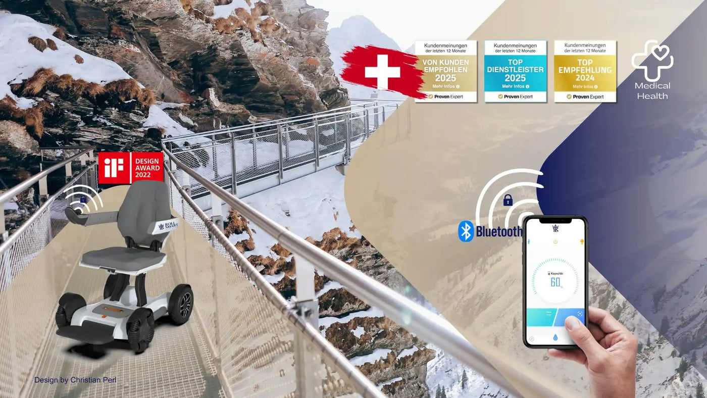 Ein kompakter, selbstbalancierender elektrischer Mobilitätsanbieter mit Sitz, gesteuert über eine Smartphone-App und mit einem Designpreis ausgezeichnet.