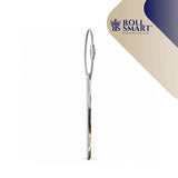 Silberner roll smart® fly kofferanhänger mit reflektierendem metallfinish und strukturierter griffzone